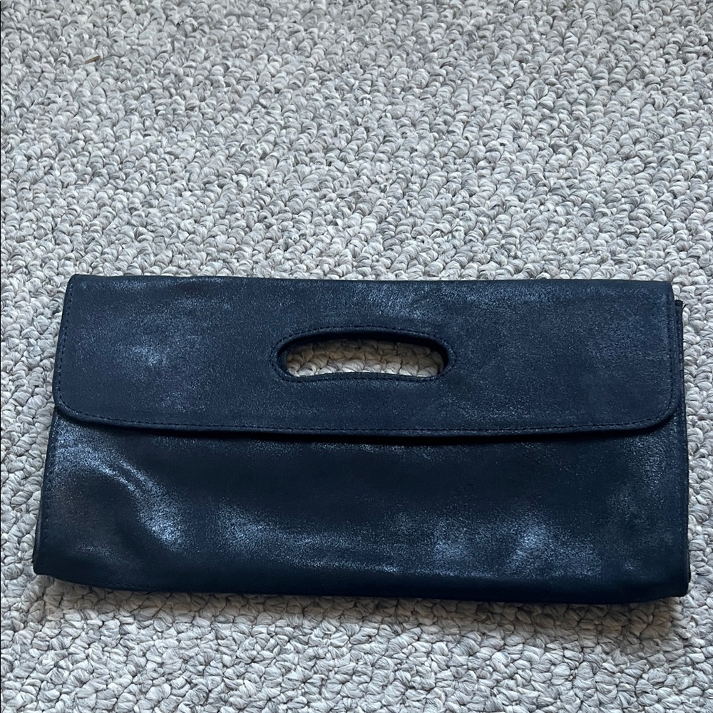 Chic Navy Leather Clutch